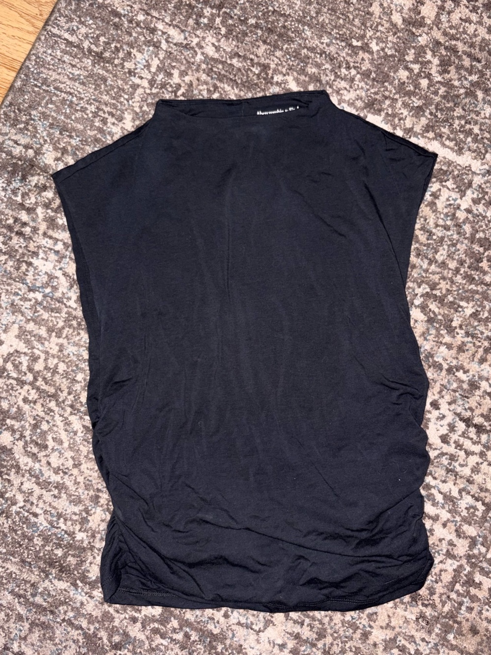 Abercrombie & Fitch Black Ruched Sleeveless Top — Modal Blend, Size M